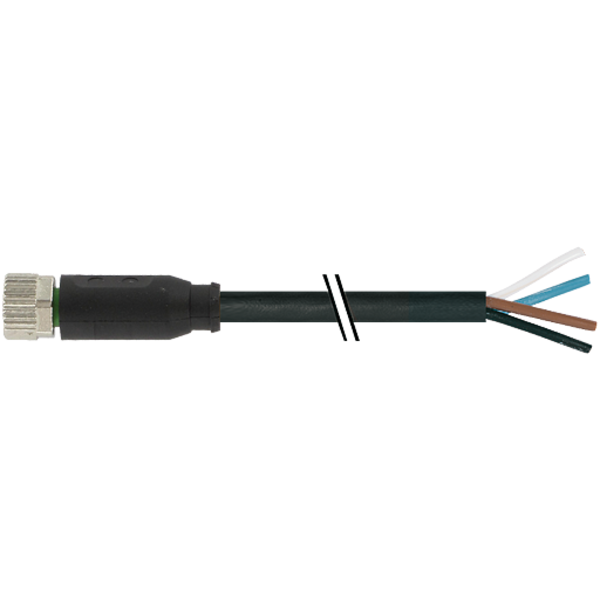 Murr Elektronik M8 female 0° with cable, PUR 4x0.25 bk UL/CSA 10m 7000-08061-6211000